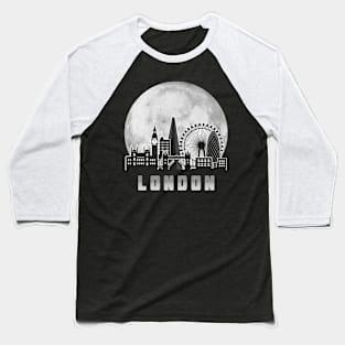 London United Kingdom Skyline Full Moon Baseball T-Shirt